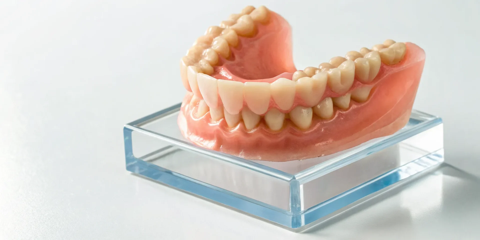 A complete set of dentures, a significant investment in a patient's oral health.