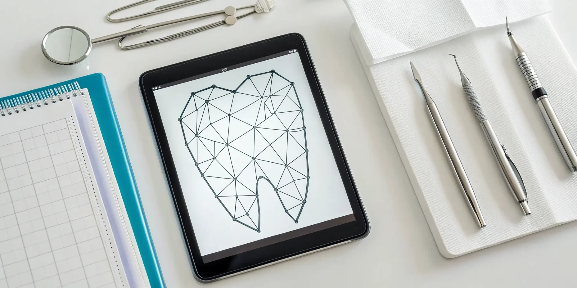 Tablet with a dental chart and tools for documenting the d0431 dental code.