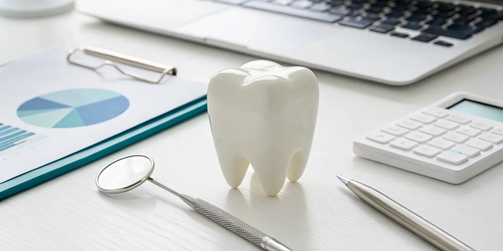 Dental model and insurance documents used to calculate the cost to cover a chipped tooth.