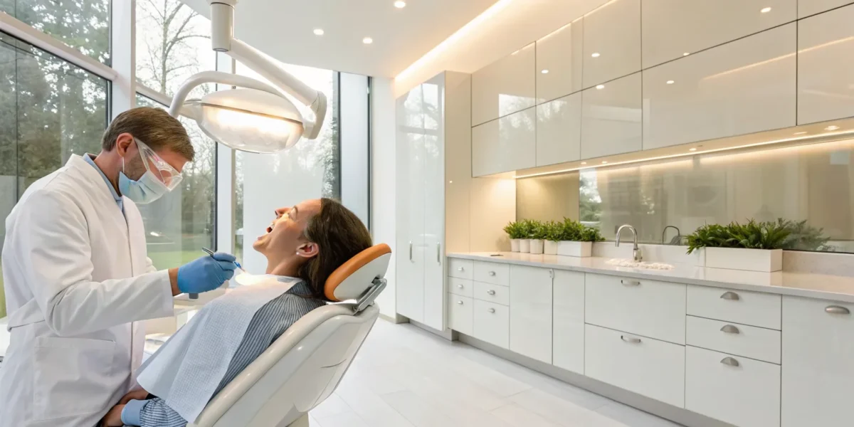 Patient receiving professional teeth whitening care