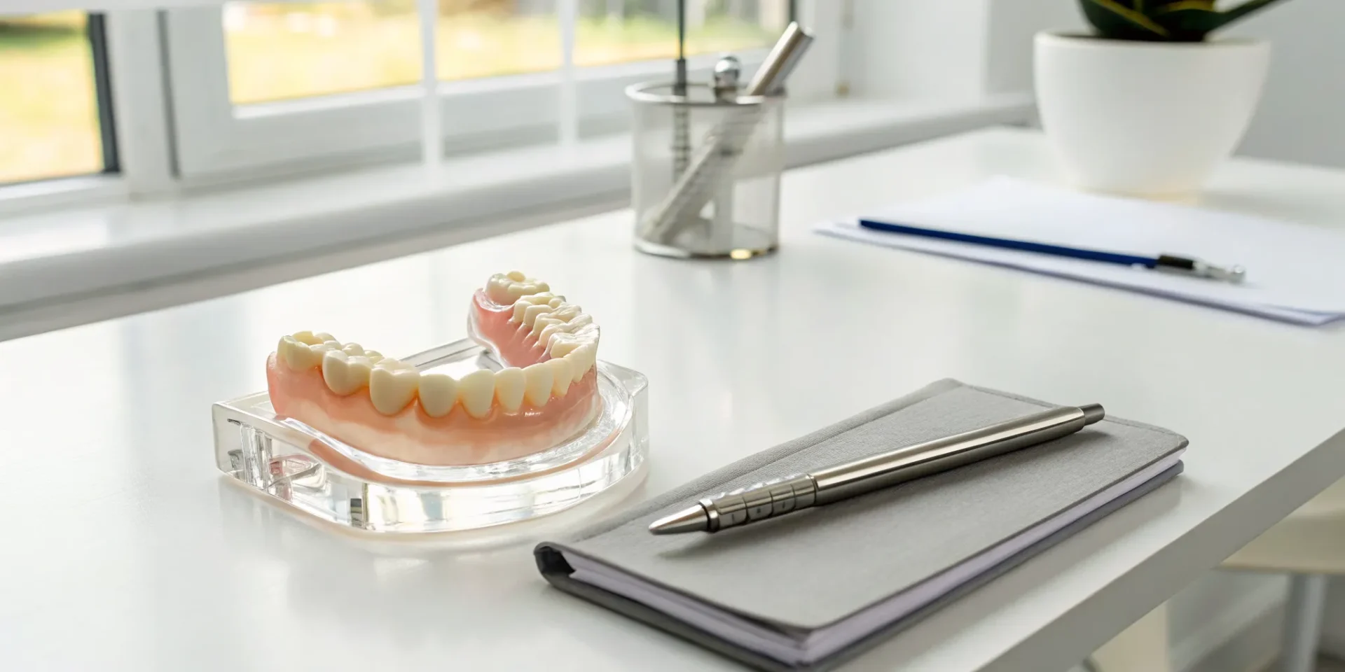 A dental model used to plan the cost of whole mouth dental implants.