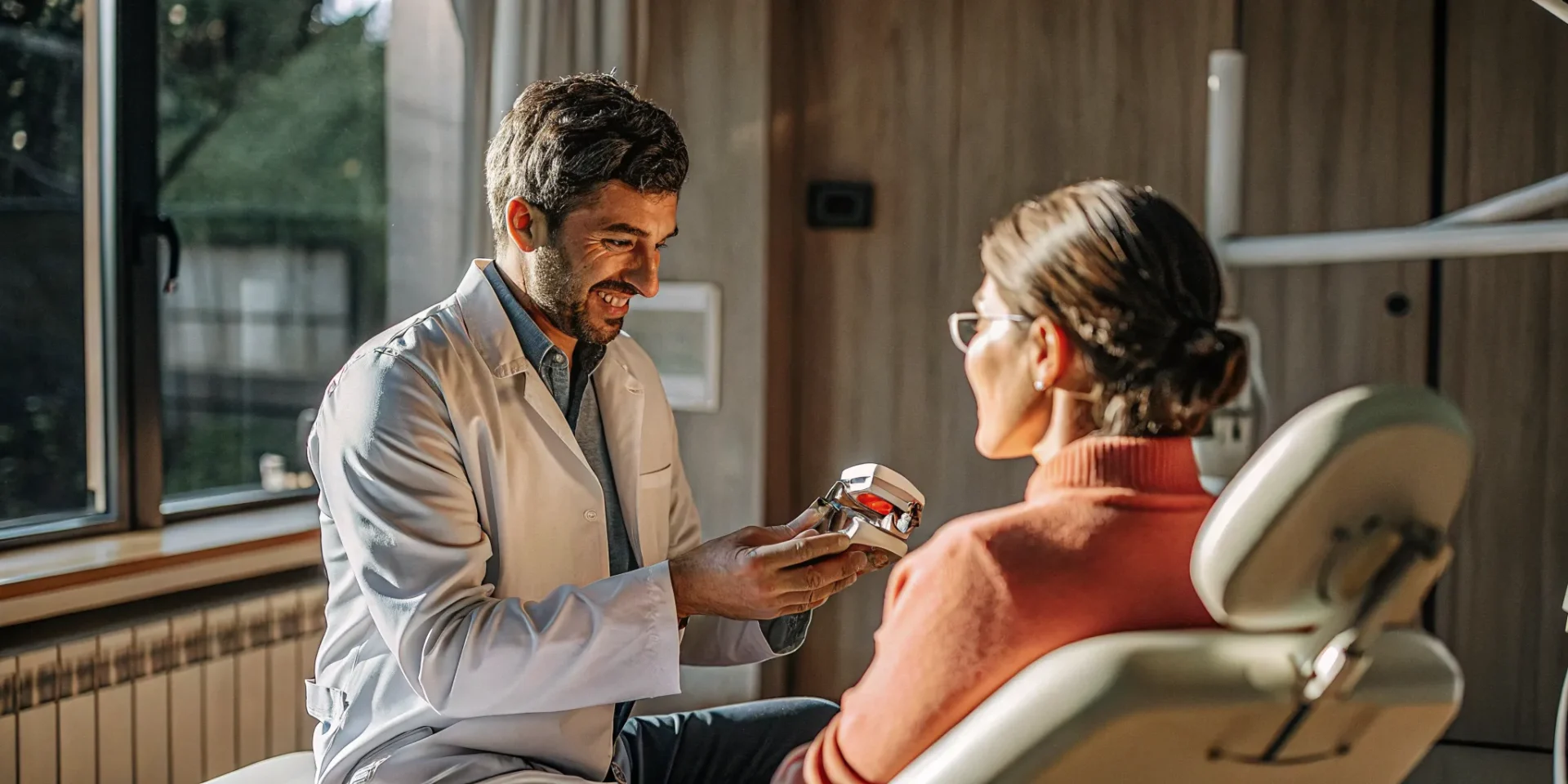 Dentist discussing all on x dental implants Lowell MA with a patient