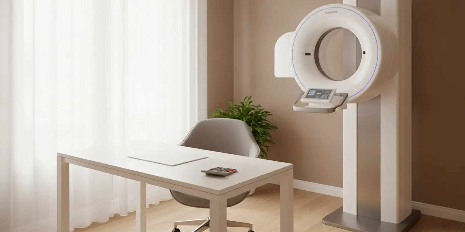 Dental imaging equipment in a consultation room prepared for a discussion about care options
