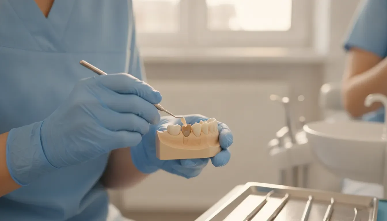 Dentist discussing a tooth colored filling with a patient