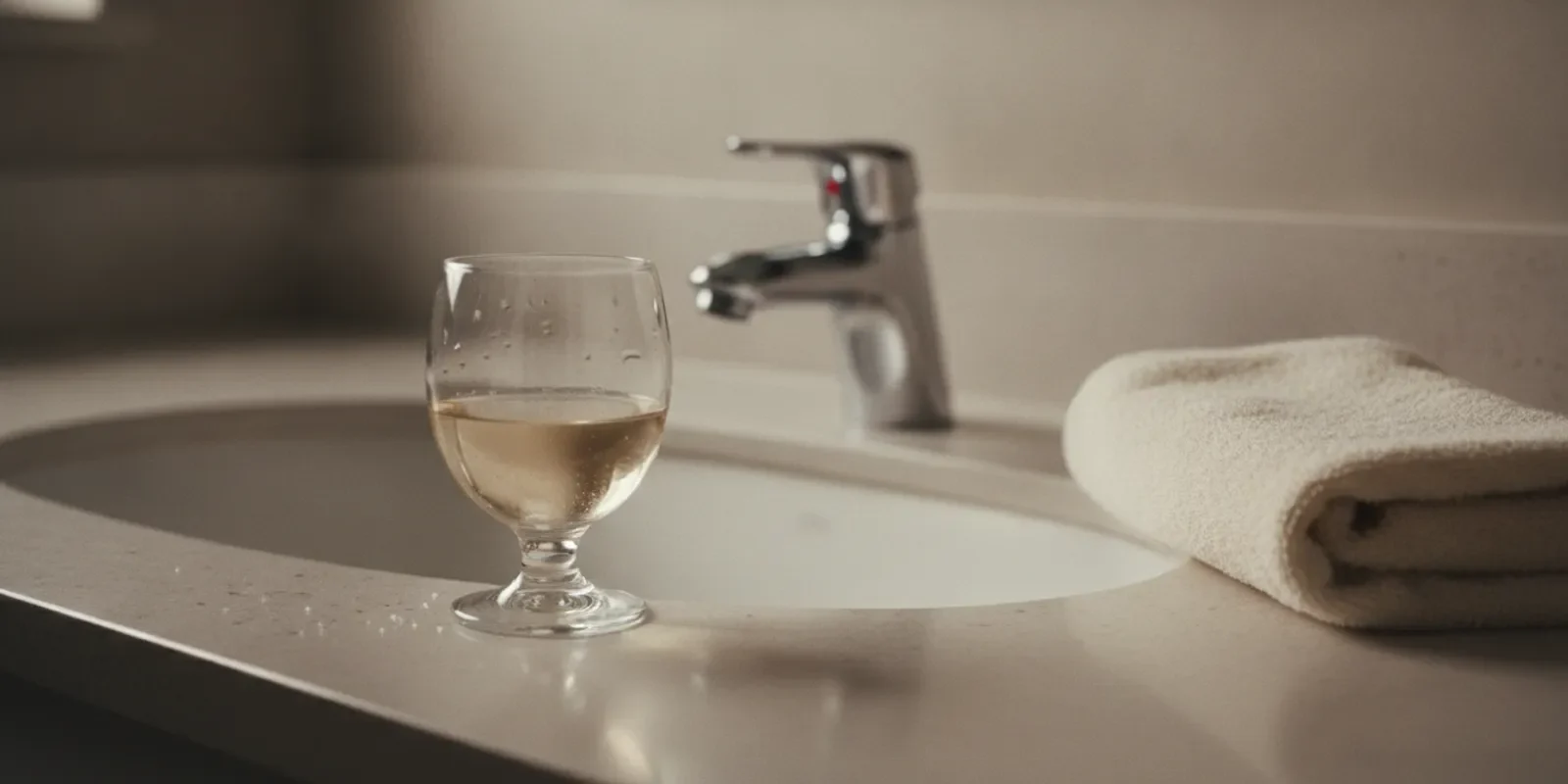A glass of warm salt water prepared for gentle rinsing after tooth extraction